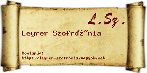 Leyrer Szofrónia névjegykártya